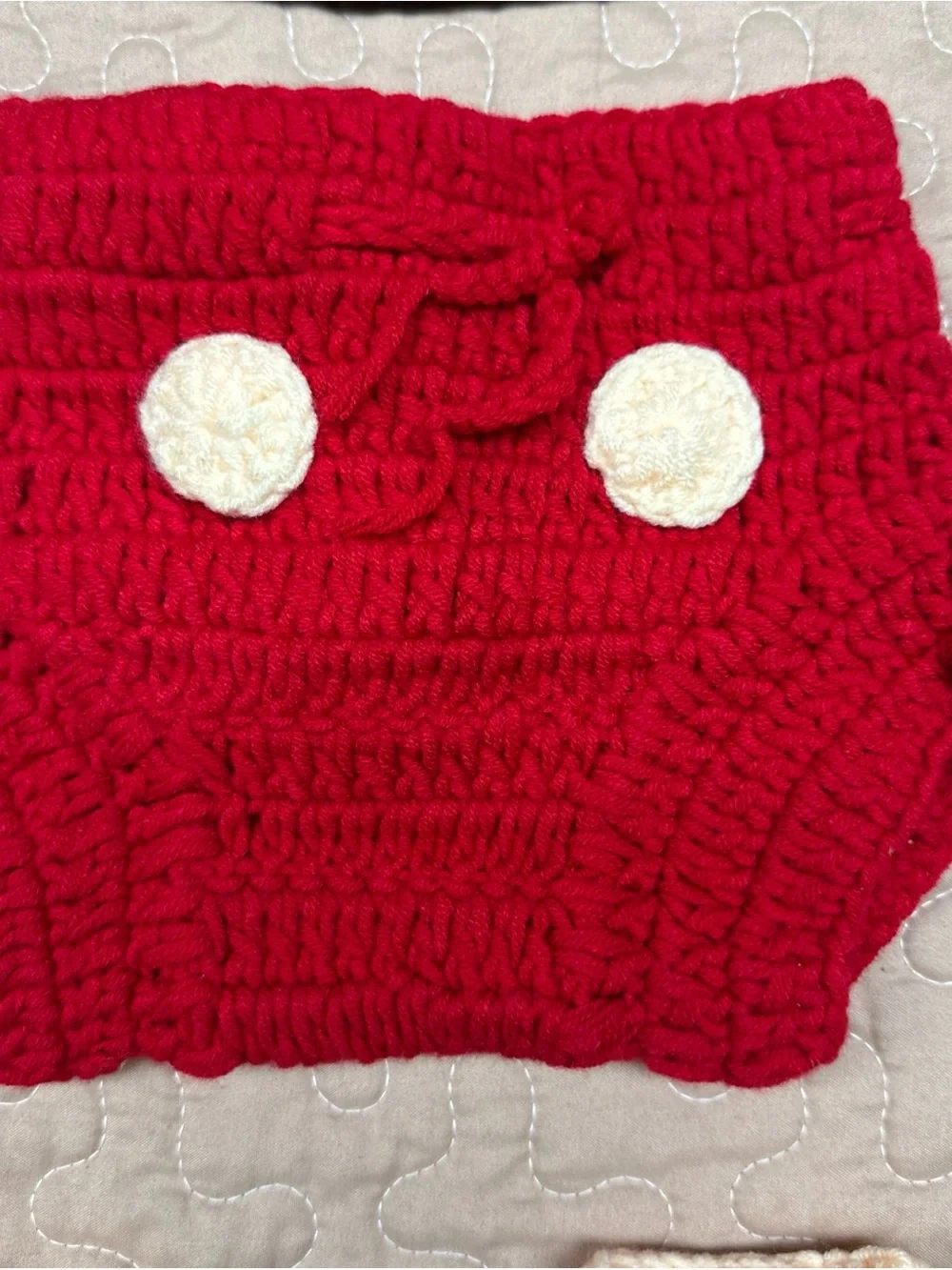 Kids Crochet Mickey-Style Hat and Diaper Cover Set — Black & Red